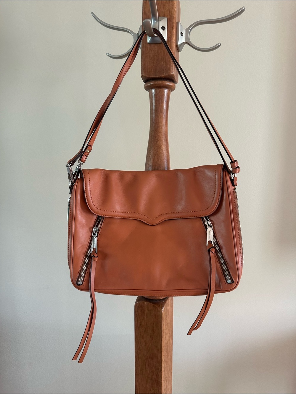Rebecca Minkoff Leather Shoulder Bag in Cognac Brown